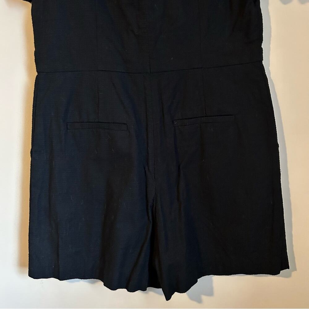 Anthropologie Elevenses Black V-Neck Flutter Sleeves Cold Shoulder Romper Size 6 - Picture 9 of 12